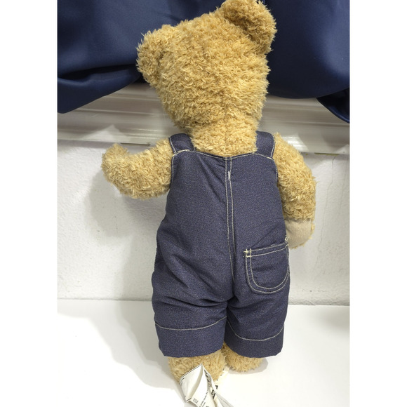 IKEA BRUMMA Teddy Bear Jointed Cuddle Brown Plush in Blue Denim Overalls - Picture 6 of 12